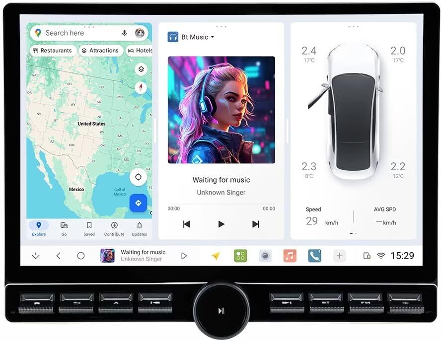 MekedeTech DUDUAUTO DUDU7 Touch Screen 12.9 inch inch Android Radio Upgrade Car Stereo,12G RAM 256G ROM Support 360 Cameras
