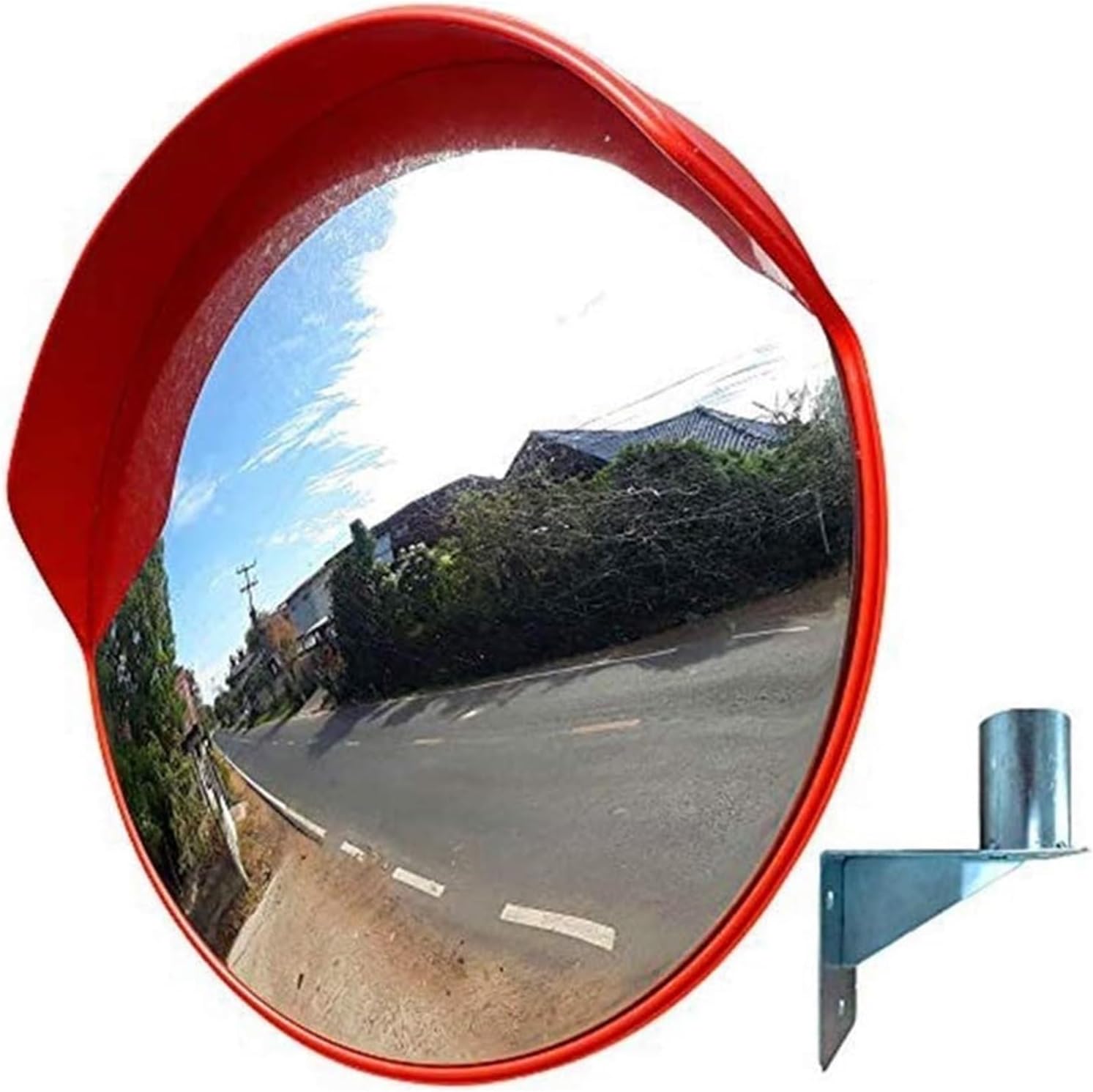 Traffic Safety Mirror Convex Driveway Outdoor Traffic Mirror Road Safety Mirror Convex Mirror Anti-Theft Mirror Garage Anti-Collision Corner Mirror,Support Lane Bending Shat,One Color