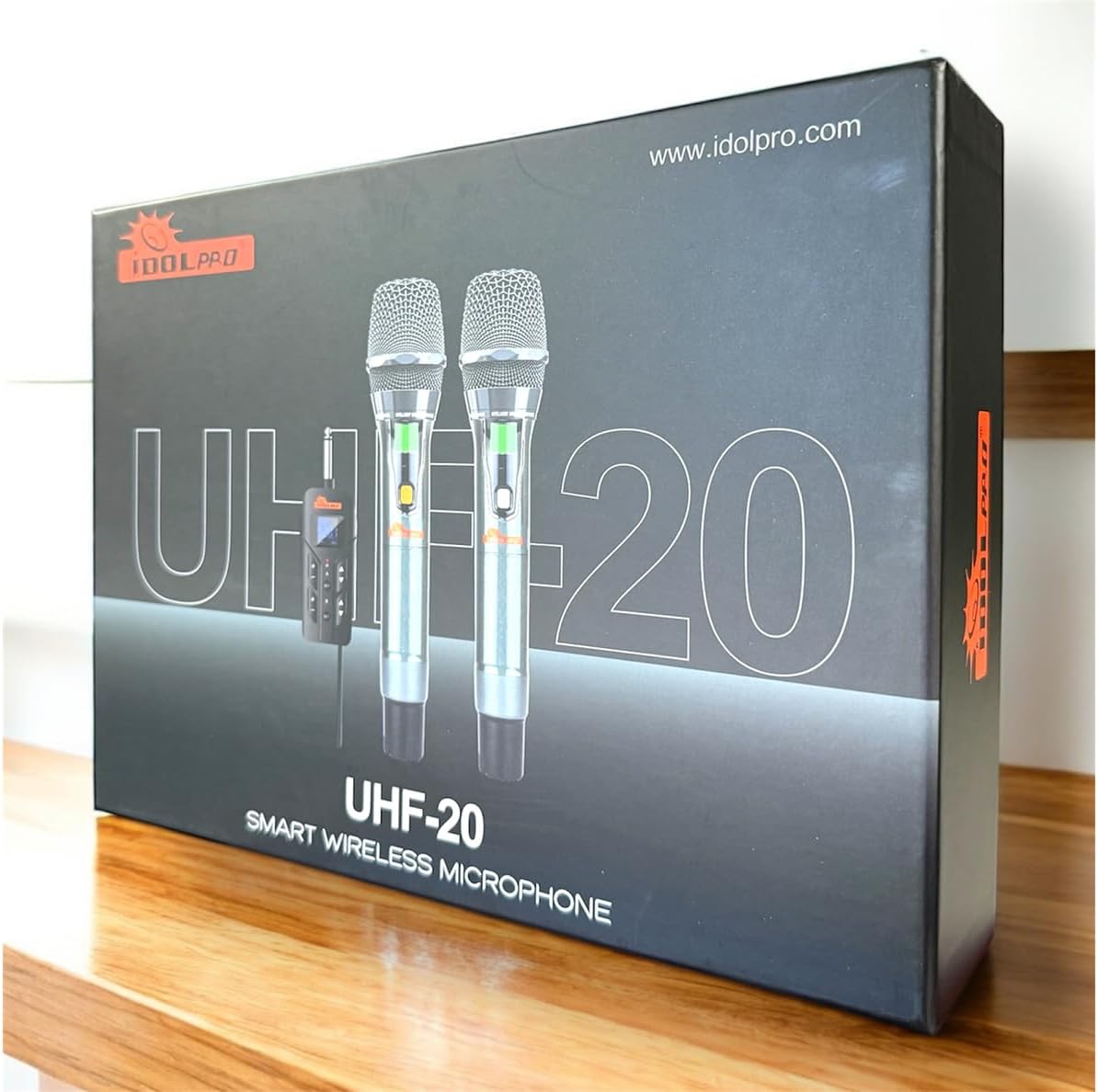 IDOLPRO UHF-20 Smart Dual Wireless Microphone System with LCD Display, Rechargeable Receiver, Compatitle with Most Portable Karaoke Speakers