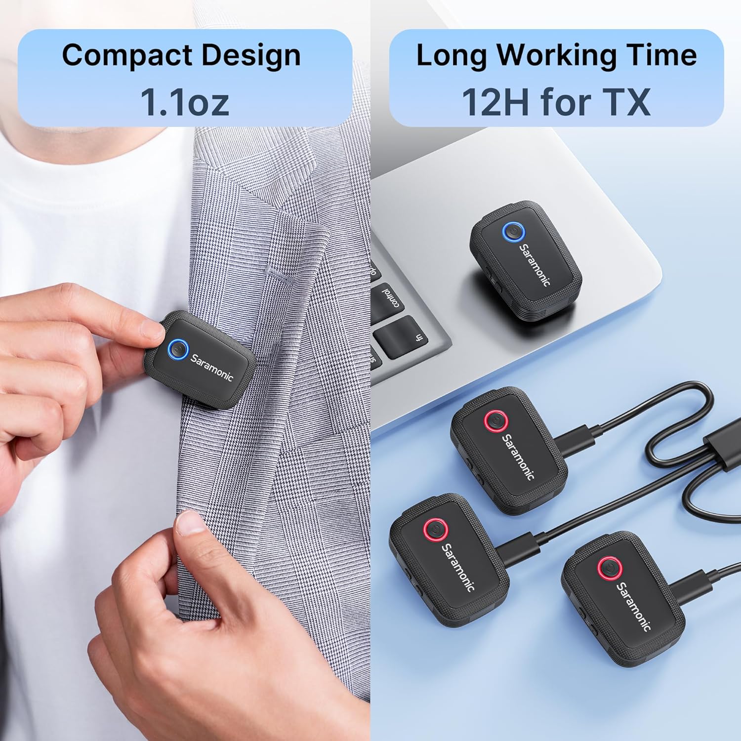 Saramonic Blink 500 T4 4-Person Wireless Lavalier Microphone, 2.4GHz, 328ft Range, 4 Transmitters & 1 Receiver, 24-Bit Sound, for DSLR, Camcorder, Smartphone, YouTube, Interview, Podcast