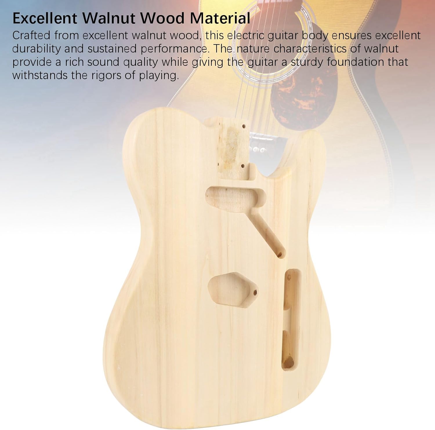 Walnut Wood Electric Guitar Body, Single Pickup Hole Replacement, Crafted with Excellent Attention to Detail for Guitar Components