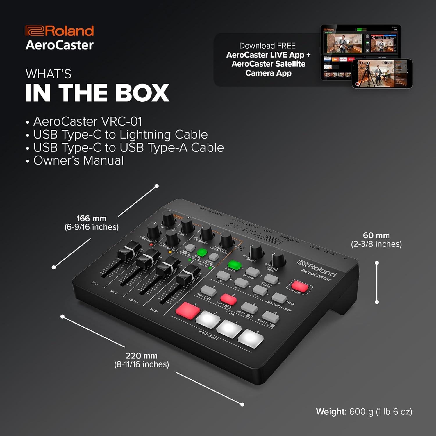 Roland AeroCaster | Portable Livestreaming System | Powerful Wireless Multi-Camera Production Solution | Hardware Controller & Audio Interface | Stream Directly to YouTube, Facebook, Twitch & More