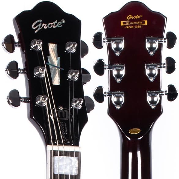 GROTE Jazz Electric Guitar Semi-Hollow Body Trapeze Tailpiece Bridge Guitar Gig Bag (Brown)