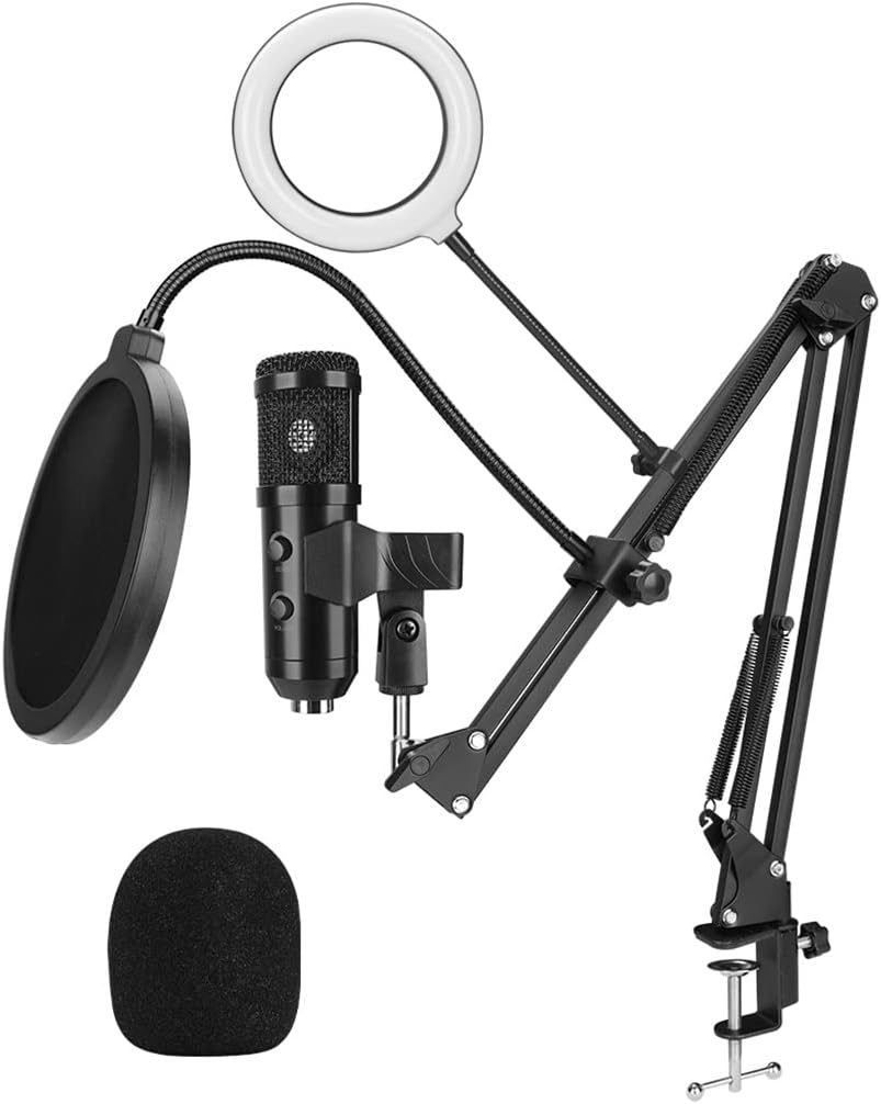 USB Condenser Microphone Game Recording for Computer Cardioid Condenser Microphone with Adjustable Metal Arm Stand (Bm 900)