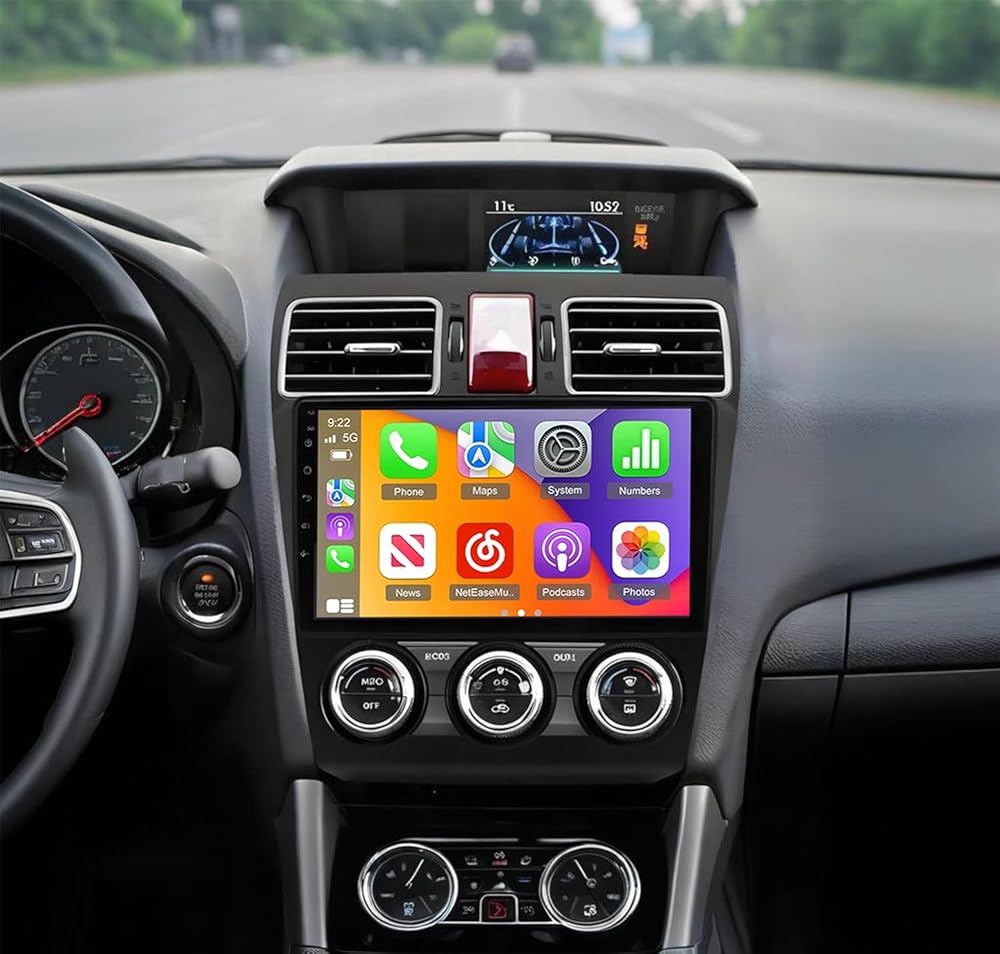 4+64G Car Stereo Upgrade for Subaru Forester WRX/XV 2012 2013 2014 2015 with CarPlay Android Auto, 9'' IPS Touchscreen Car Radio Support WiFi GPS Navigation Bluetooth AHD Backup Camera