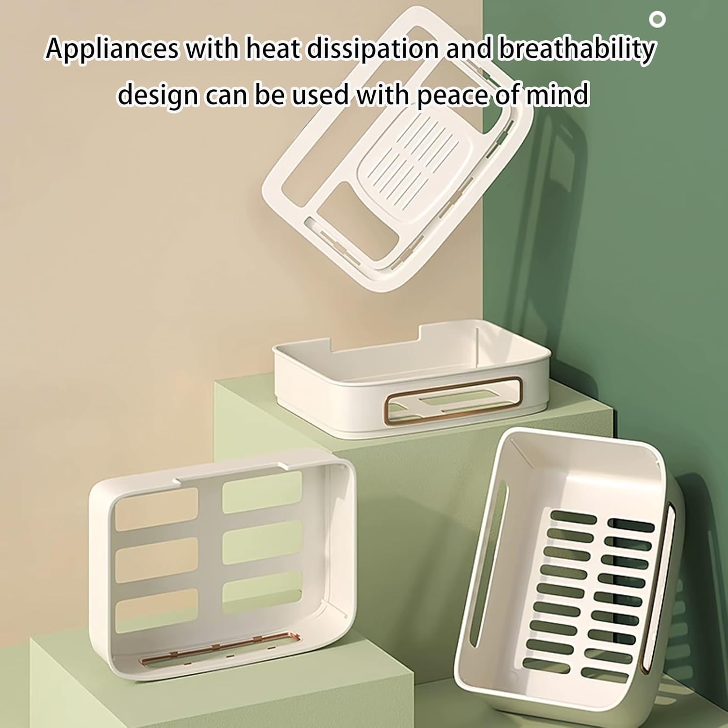 WiFi Router Storage Box, Router Hider Box, Multi-Layer Desktop Cable Storage Box, Router Decorative Box Wall Mount, PP Cable Power Socket Organizer Box Shelf(White,13.8cm/5.4in)