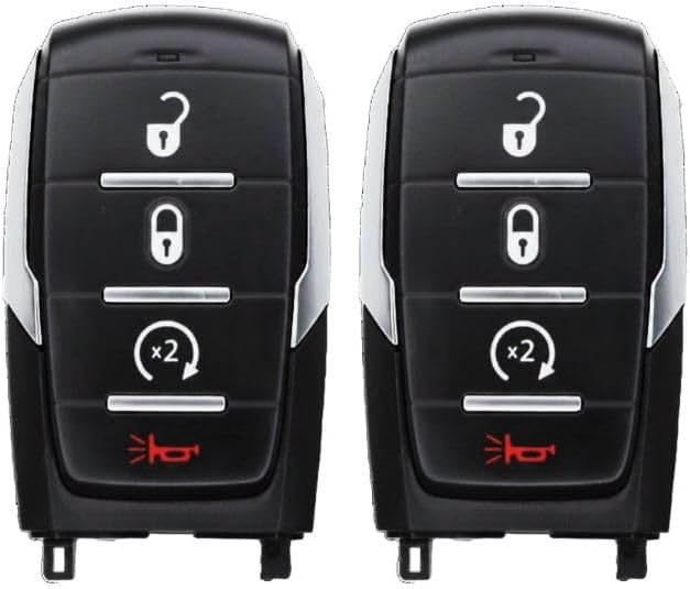 Replcament Smart Key Fob for RAM 1500 Big Horn HFE Laramie Limited Limited Longhorn Lone Star Rebel TRX Tradesman 2019 FCC OHT-4882056 OHT4882056 Part Number 68584153 68584153AA Pack of 2