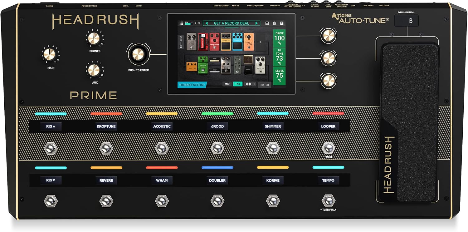 HeadRush Prime - Guitar and Vocal Multi Effects Pedal and Amp Modeling Processor with Amp Cloner, Antares Auto-Tune, WiFi, Touchscreen, Looper and Bluetooth