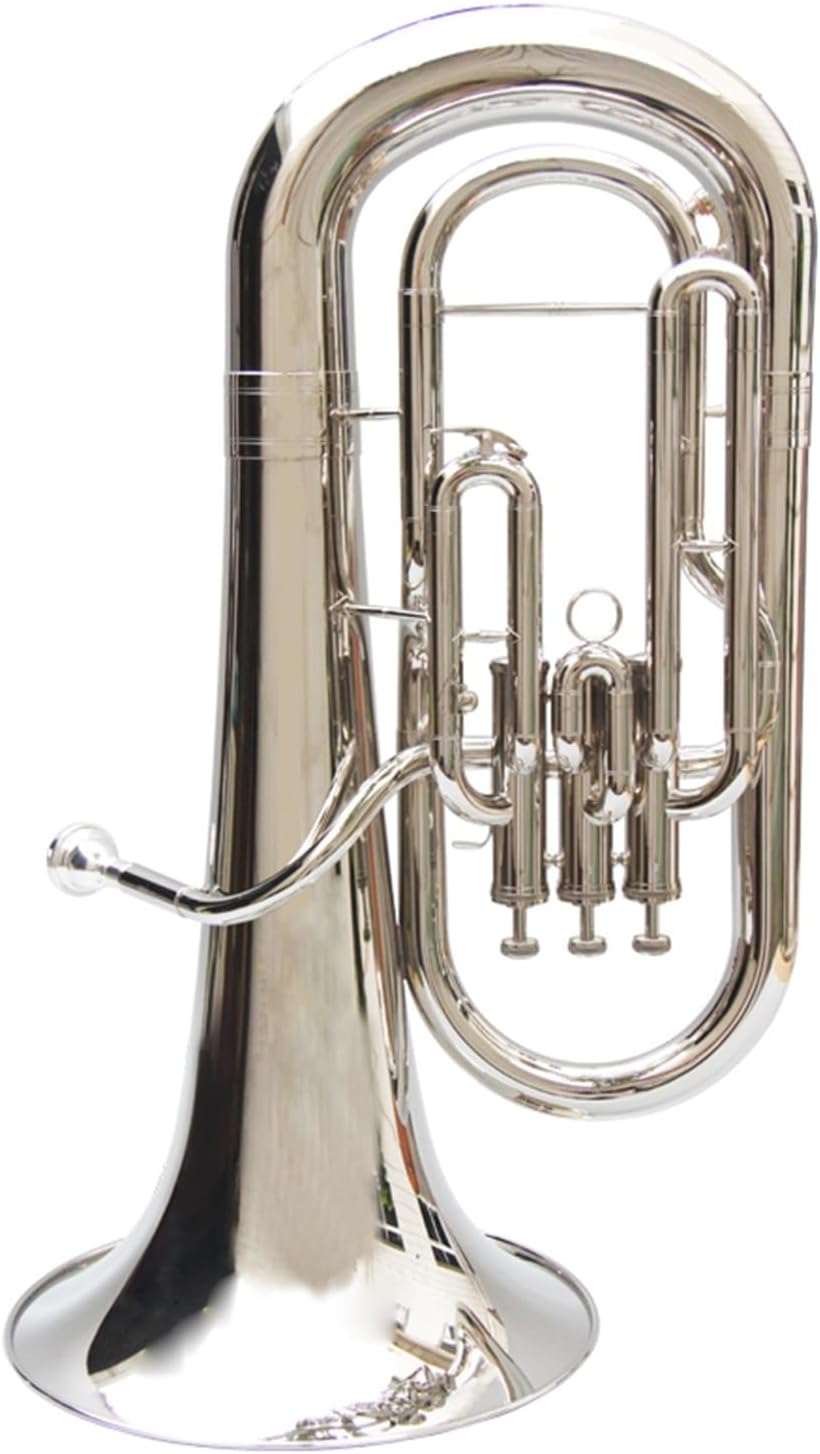 Euphonium Big Horn Tri Key B Flat Brass Instrument Silver Or Gold Euphonium All-brass Instrument(Silver)