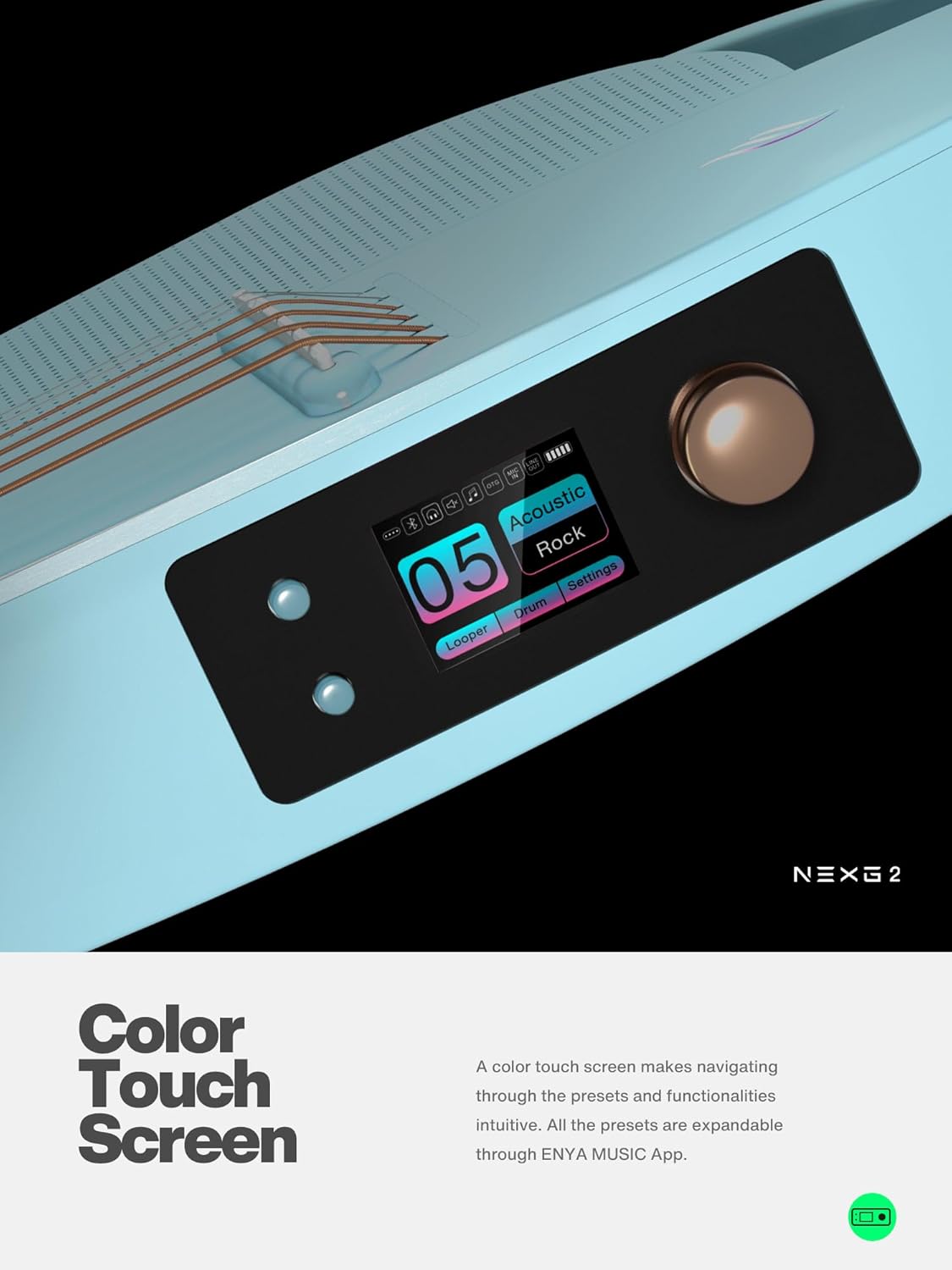 Enya NEXG 2 Acoustic-Electric Guitar Carbon Fiber Travel Smart Audio Guitar Kit & Enya Smart Automatic Guitar Tuner & enya Magnetic Strap