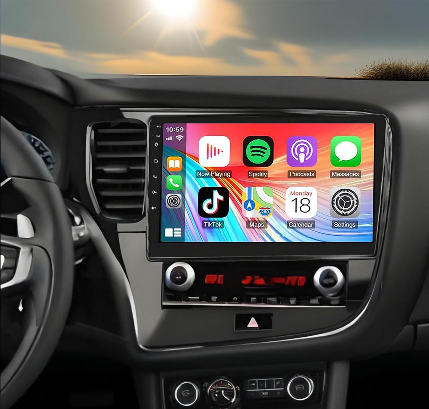 Car Stereo for Mitsubishi Outlander 2018-2021,7 Inch Android 13 Double Din Car Radio with Carplay & Android Auto, in-Dash Navigation Radio with BT Mirror Link WiFi FM Radio & Backup Camera-4+64G