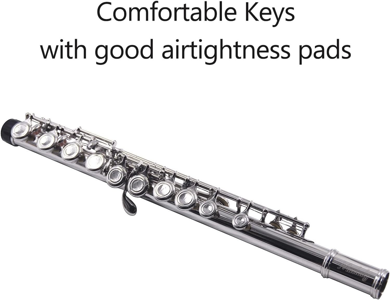 Flute Kit Closed Hole C Flute 16 Keys Cupronickel Nickel-Plated Wind Instrument with Case Cleaning Cloth Glove Screwdriver Intermediate Flute