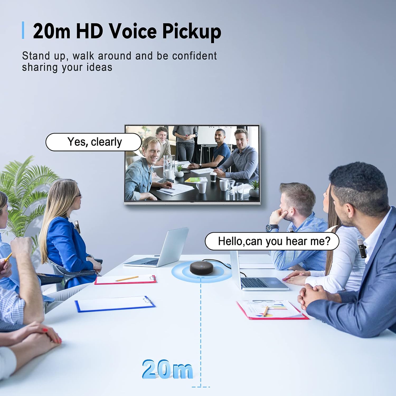 Conference Speaker and Microphone, USB Speakerphone with 10 Mics, 360° Pickup&Noise Reduction, Portable Conference Room Omnidirectional Microphone for 10 Compatible with Leading Platforms