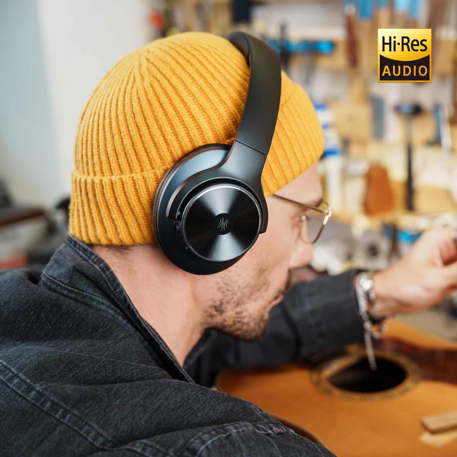 OneOdio A10 Hybrid Active Noise Cancelling Headphones, Hi-Res Audio, 62H Playtime with Speed Charge, Travel Case, Wireless/Wired, Built-in Mic, Bluetooth Over Ear Headphones for Work Travel