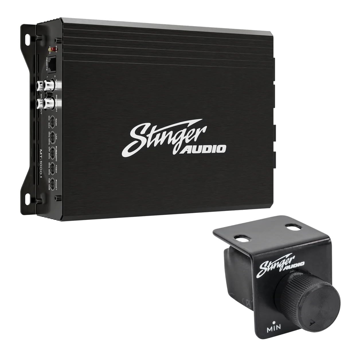 STINGER Audio MT-1000.1V2 Monoblock 1000 Watt RMS Car Audio Compact Subwoofer Amplifier w/Remote Control Bass Knob, Class D, Hexfet Mosfet, Subsonic Filter, Low-Pass Filter, Bass Boost Q