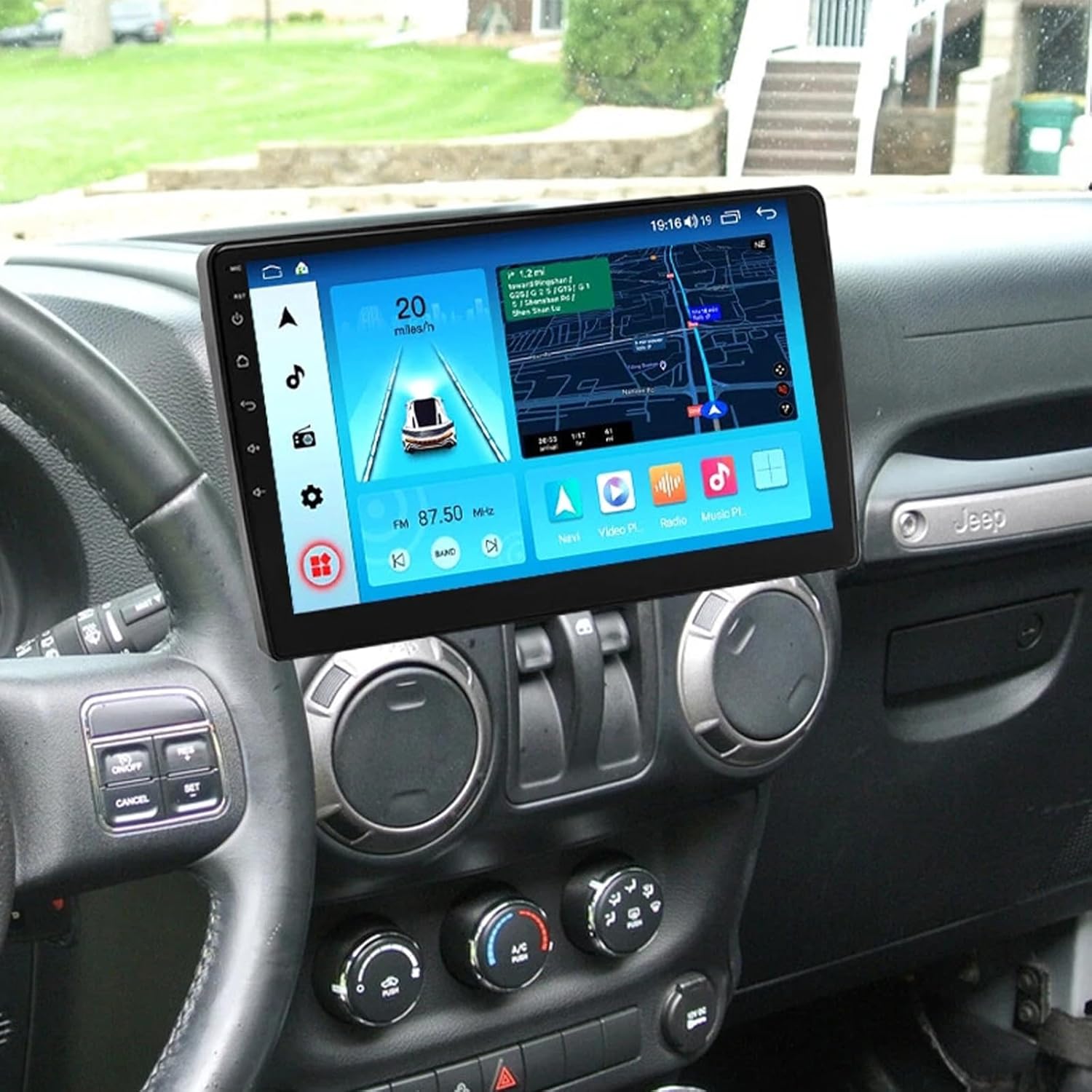 PHEZEN 10.1 inch Touchscreen Car Stereo Fit for Jeep Wrangler 2007-2016, Android 15 Double Din Car Radio with Carplay & Android Auto in-Dash Navigation BT Mirror Link WiFi Backup Camera 4+64G