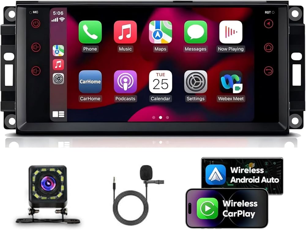 2+32G 7inch Car Stereo for Chrysler Sebring 2007-2010, for Dodge Journey 2009-2010 w/GPS w/Carplay Android 13 Auto, IPS Touchscreen Car Screen with WiFi Mirror Link Bluetooth SWC + Backup Camera