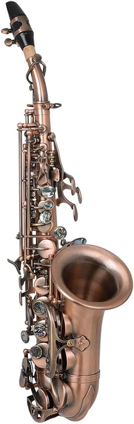 Professional Saxophone Red Antique Soprano Saxophone Bb Key Woodwind Instrument with Case Sax Stand Reed Gloves Cleaning Cloth Brush Sax Strap Brush Brass Sax Beginners Kit