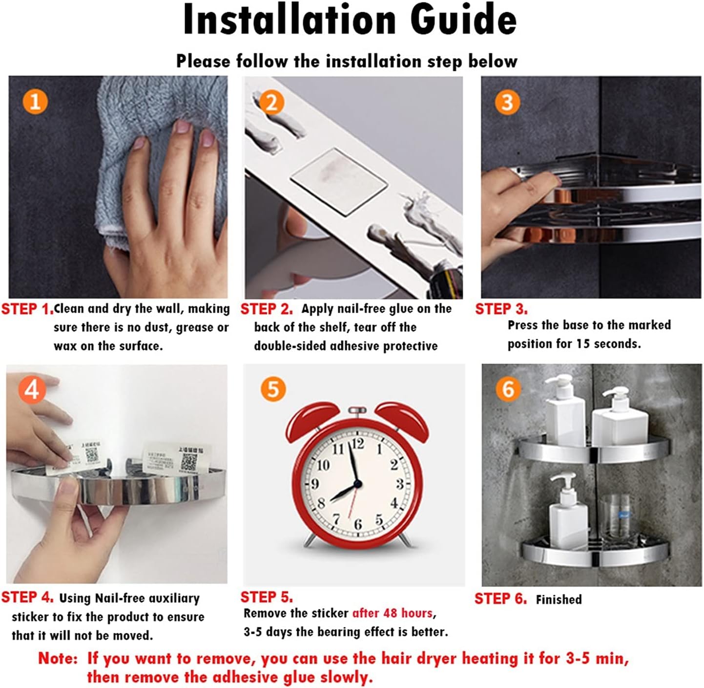 Bathroom Shelves, Bathroom Shower Corner Shelf SUS 304 Stainless Steel Shower Caddy Wall Mount Triangular Bathroom Floating Shelves With Hooks (Color : Polish 3 Layer)