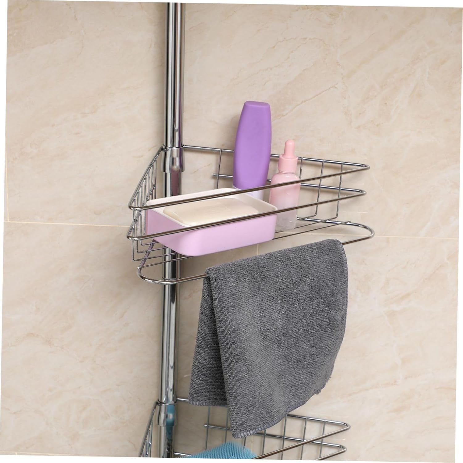 Ciieeo 4tier Bathroom Wall Mount Shelf Shower Shampoo Organizer Telescoping Shower Storage Rack