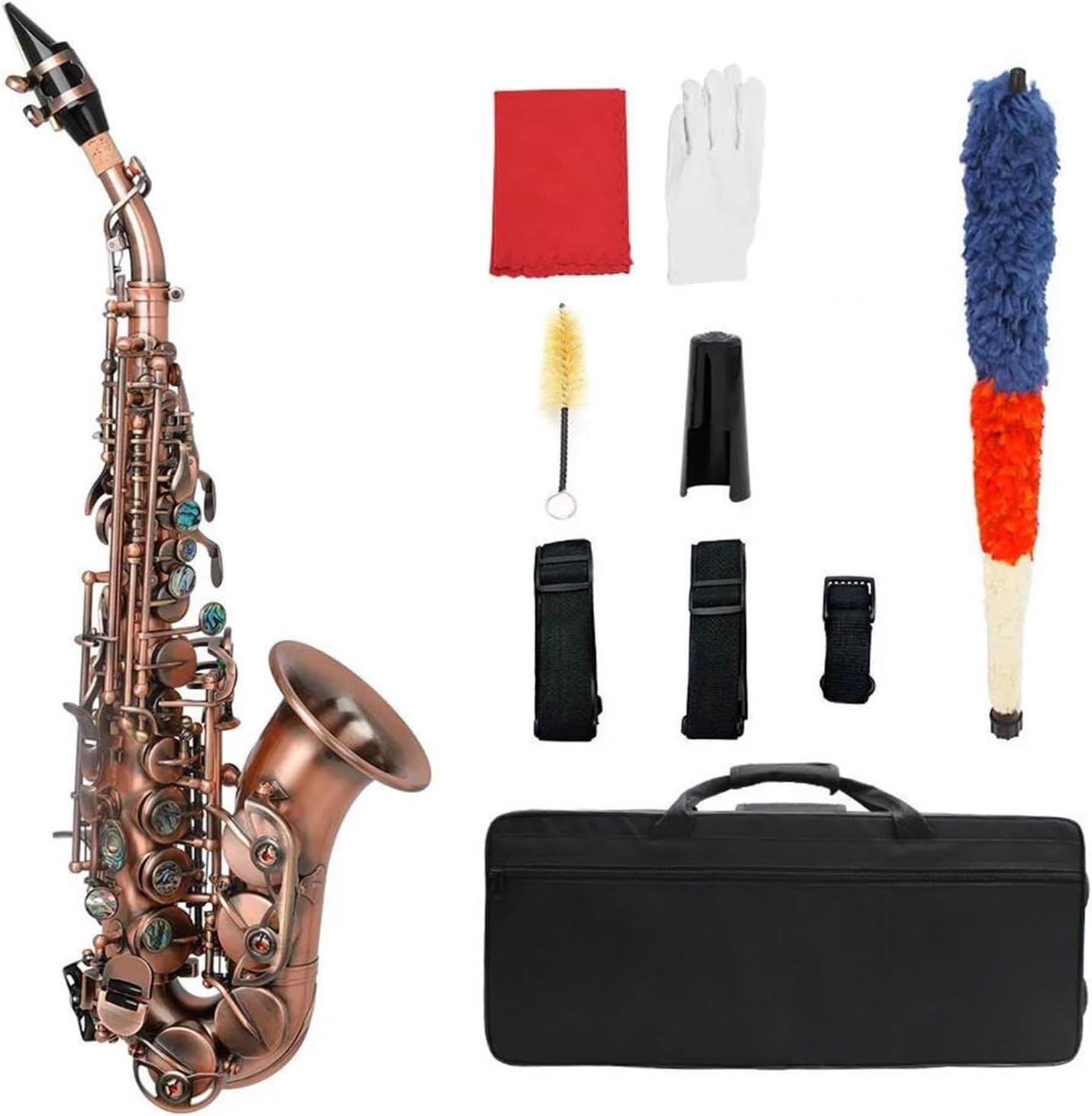 Beginner saxophone Bb Tone Soprano Saxophone Brass Sax B Flat Saxfone Woodwind Musical Instrument With Saxophone Accessory