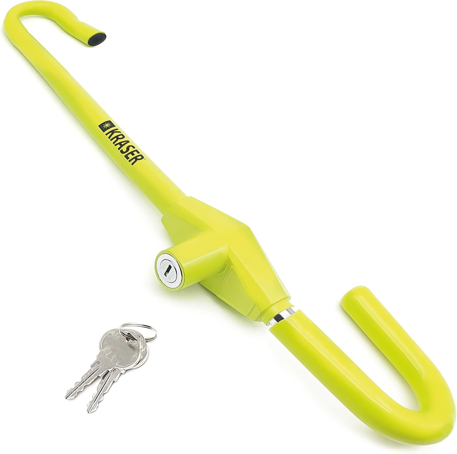 KRASER KR835 Steering Wheel Brake Pedal Lock, More Visible and Deterrent Yellow Rubber Coating, High Security Brake Clutch Pedal Lock Anti Theft Device Universal for Car, Van, Truck, Motorhome, Camper