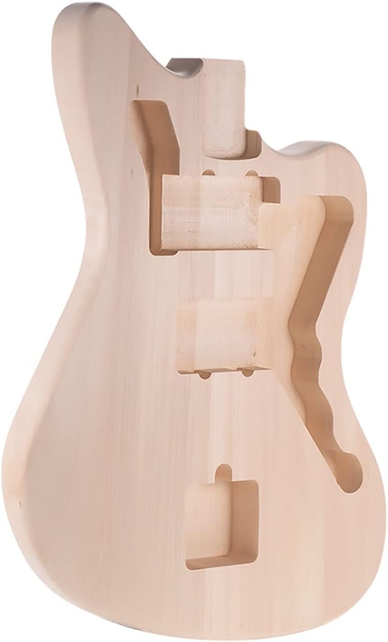 FLFL DIY Electric Guitar Unfinished Body Basswood Guitar Body Replacement Guitar Parts Unfinished Guitar Kit