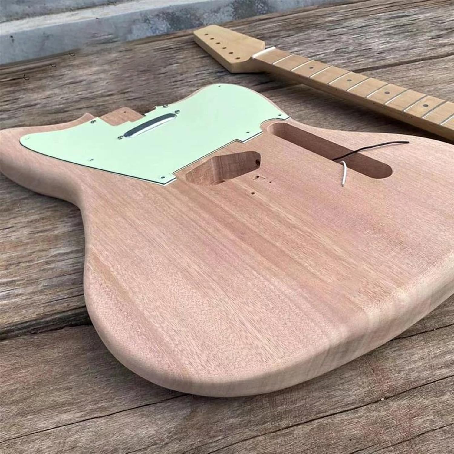 Guitar Body Guitar Replacement Parts DIY Unfinished Electric Guitar Kits Mint Green Pickguard Inlay Maple Or Rosewood Fretboard with Guitar Parts(Maple)