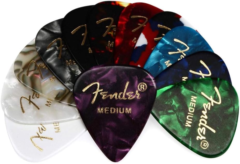 Squier Sonic Stratocaster Electric Guitar California Blue, Laurel Fingerboard, Black Pickguard Bundle with Fender Logo Guitar Strap Black, Fender 12-Pack Celluloid Picks, and Cable