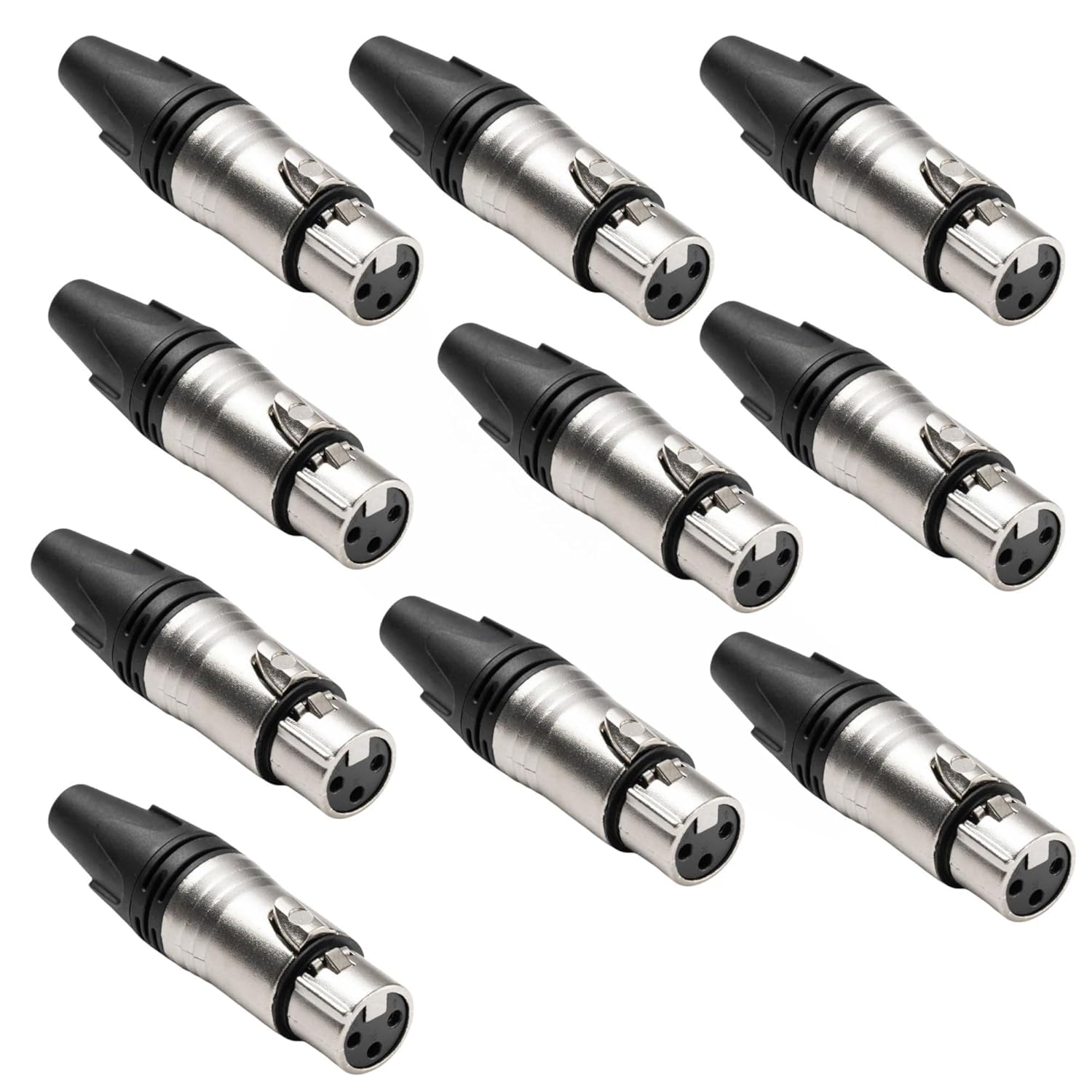 1 Set of 3-pin XLR Female Socket Male Connector, 3-Pole Audio XLR Socket Microphone Connector(Ivory)