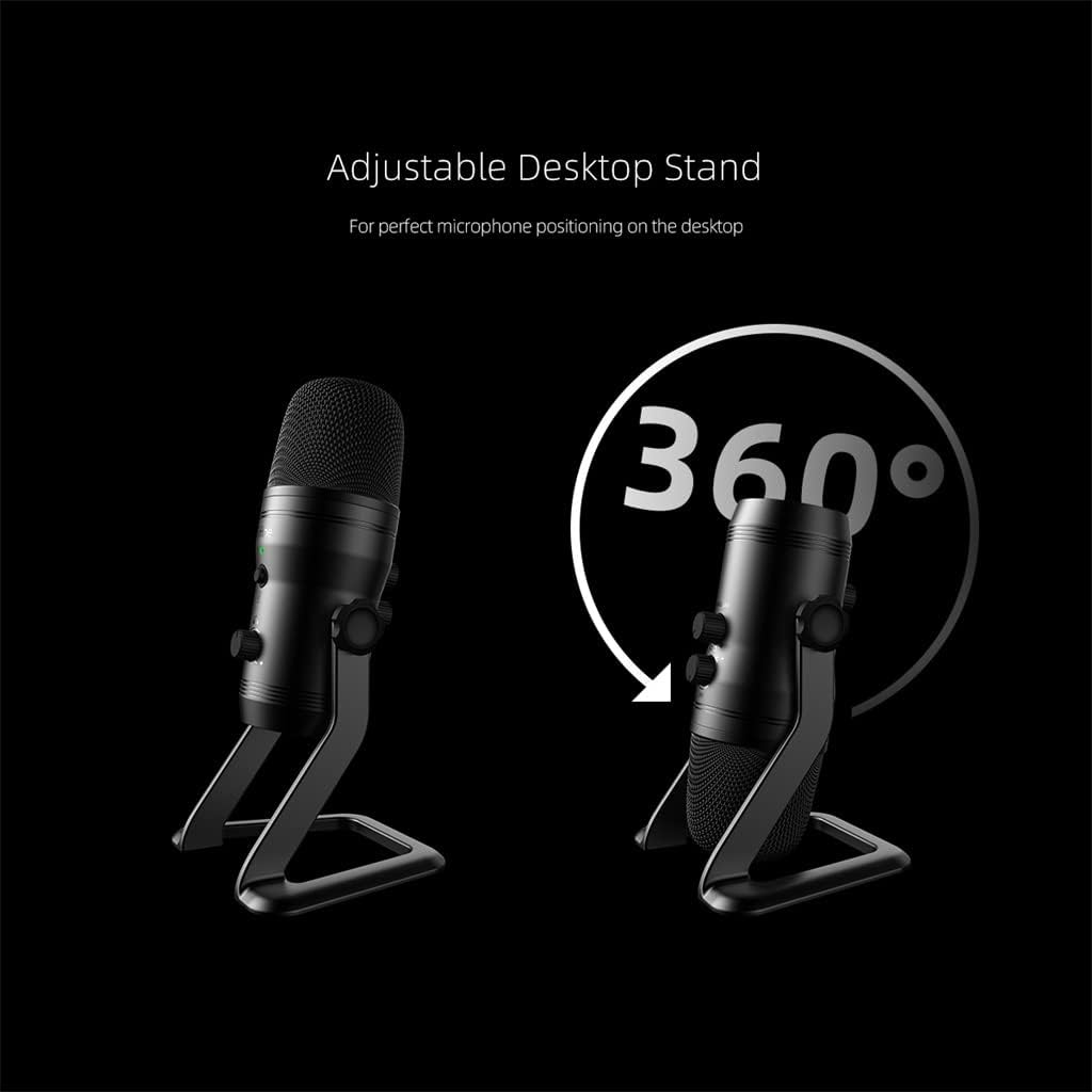 USB Recording Microphone, Computer Podcasting Microphone, Suitable for Four Voice Pickup Modes, Vocal and Game Microphones (Black 66.5 * 230mm)