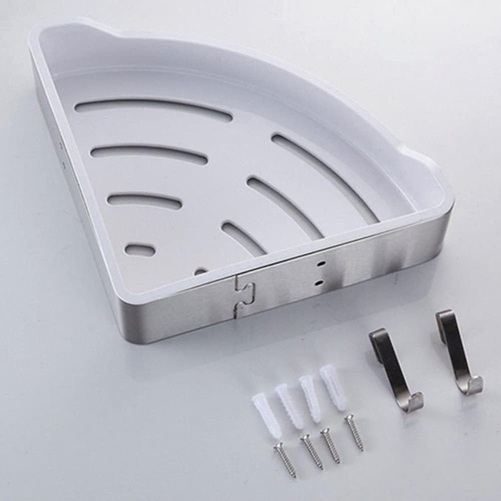 Stainless Steel Corner Shower Caddy Bathroom Shelf with Drainage Wall Mount Triangle Organizer for Cosmetics and Shampoo Two Tier Black Spice Rack for Kitchen and Bath Accessories.