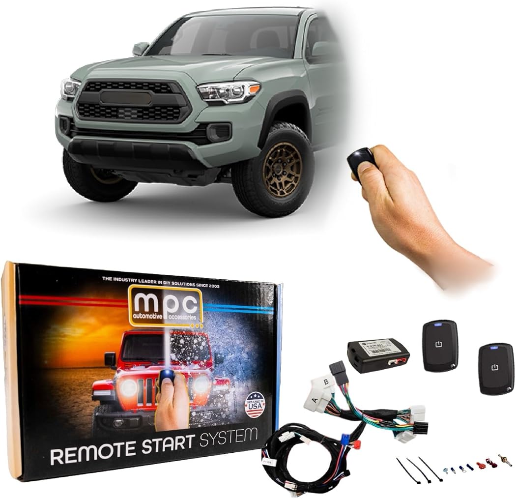 MPC Remote Start Kit Compatible with Toyota Tacoma 2020-2023 || 1-Button Long Range Remotes || Push to Start Ignition Only || T-Harness || USA Tech Support