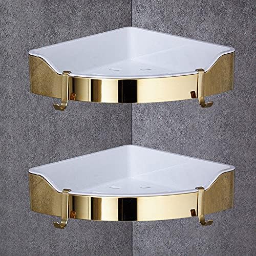 Corner Shelf Golden Stainless Steel Bathroom Shelves Chrome Wall Mount Shower Caddy Rack Bath Accessories Black one Tier,Gold One Tier(Gold Two Tier)