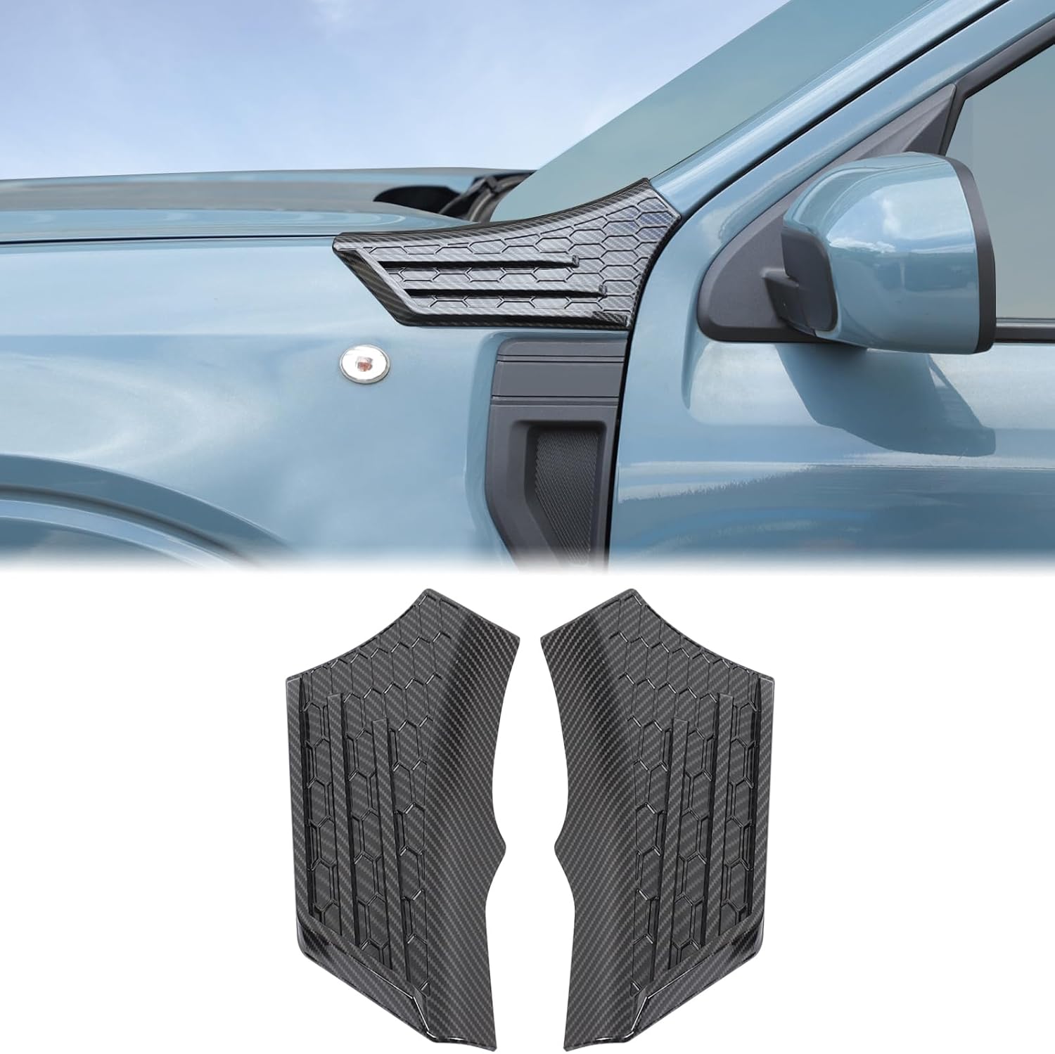 Aunginsy Upper Fender Air Vent Panel Trim Cover Compatible with Ford Maverick 2022-2025, Car Hood Left & Right Side Cowl Body Armor Corner Guards Engine Spoiler Decorative Overlay Exterior Accessories