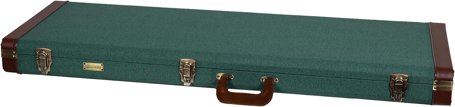 Crossrock Master Series Fender Precision & Jazz Bass Guitar Case | Malachite Blue Tweed Exterior, Re-Engineered Wooden Shell, Leather Handle(CRW720BMB)
