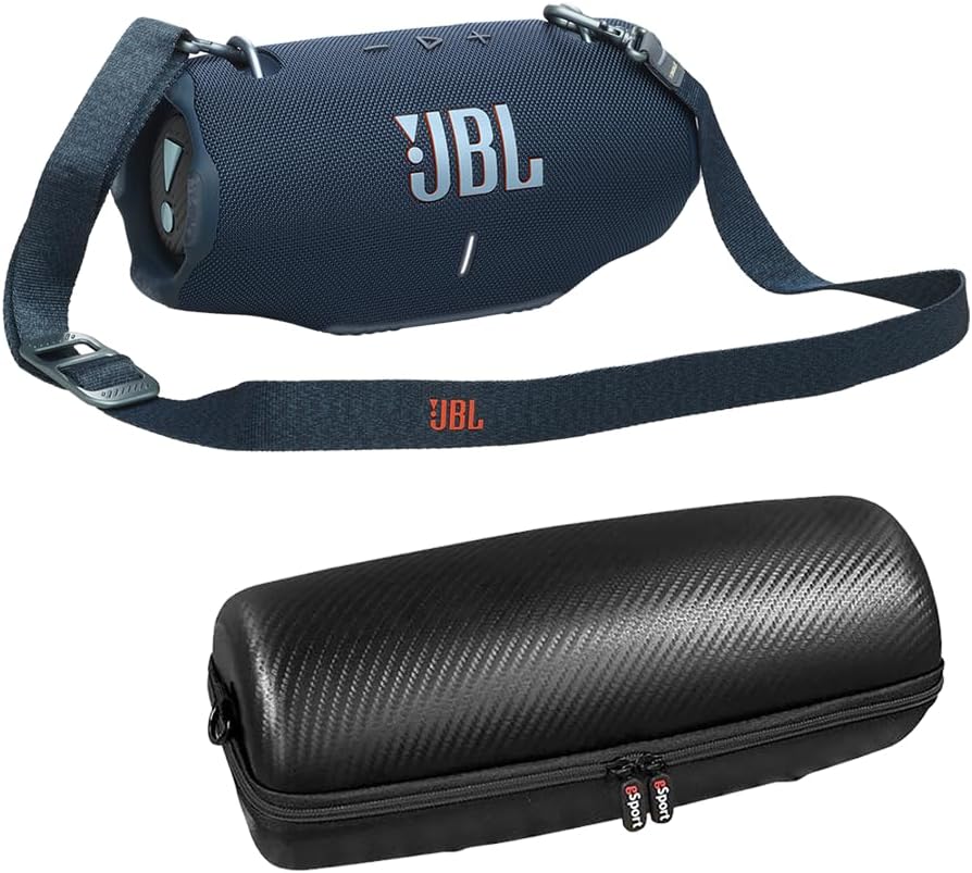 JBL Xtreme 4 Bluetooth Speaker Bundle with Shoulder Strap and gSport Case (Blue)