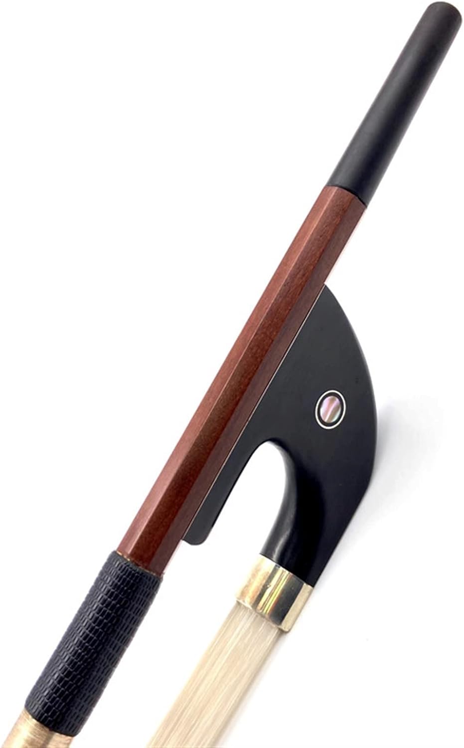 TSTS Pernambuco Carbon Fiber Upright Double Bass Bow 3/4,Silver Mound,White Horsehair Horsetail Full Size Violin Bow