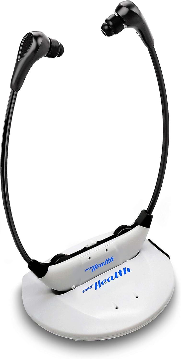 PYLE Bluetooth Wireless Amplifier, Wireless TV Listening Speakers, Amplifier Headset, TV Audio Assist, TV Sound System Wireless, Wireless Bluetooth Headset, TV Bluetooth Headset, 2.4GHz