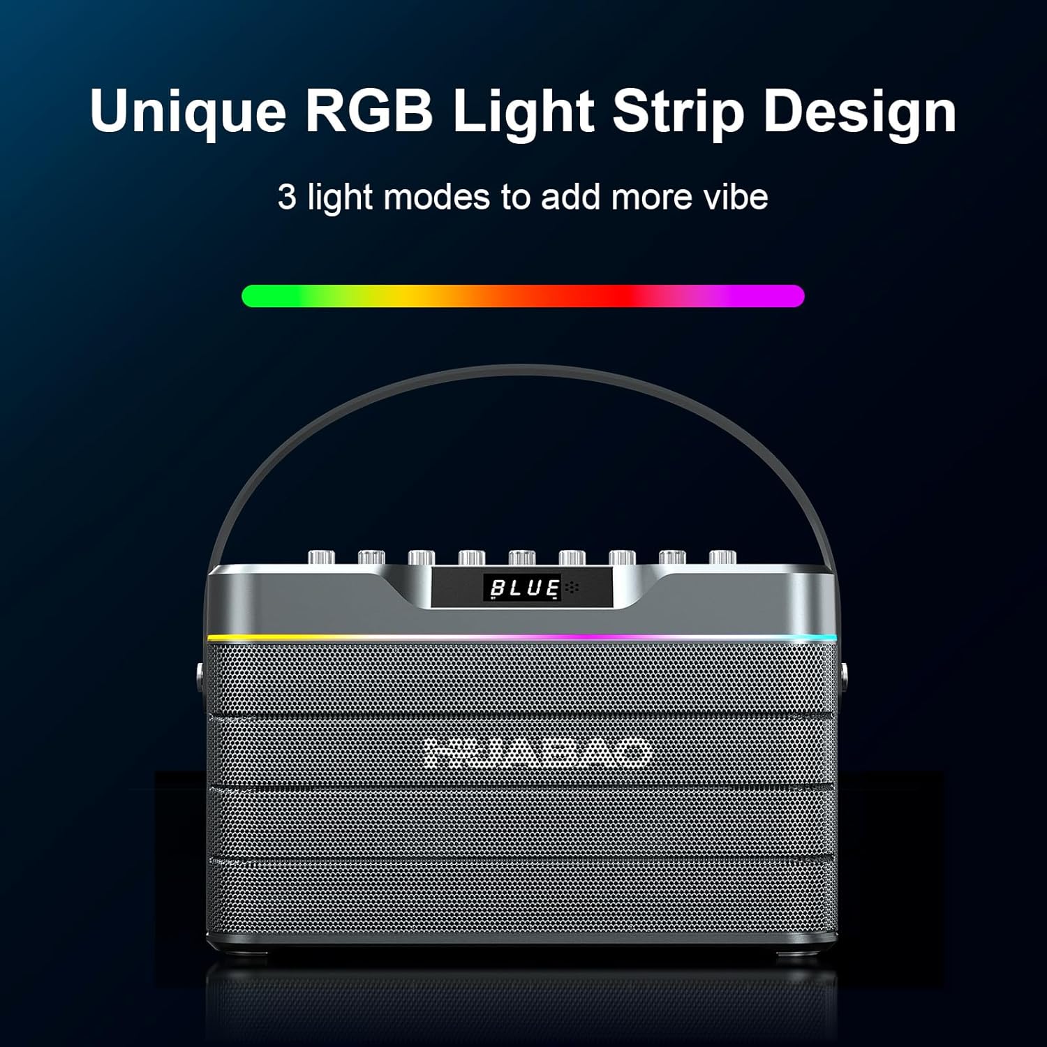 Karaoke Machine - 100W Bluetooth Speaker with Super Bass, 2 Wireless Microphones, Portable PA System with LED Lights, TWS Pairing, Bass/Treble/Echo Adjustment, Professional Loudspeaker