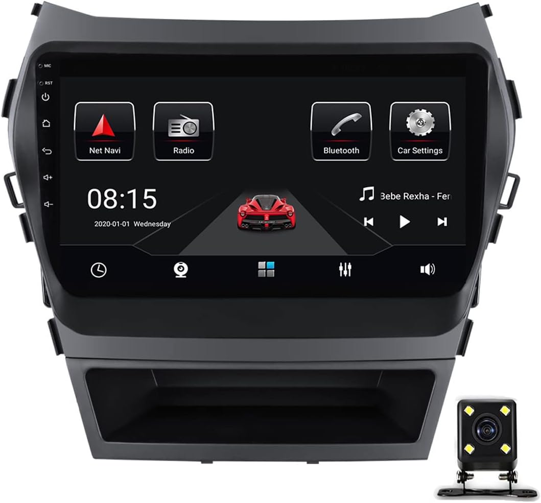 Double Din Car Stereo with Bluetooth 9 Inch Car Audio Receiver Touch Screen Multimedia MP5 Player for Hyundai Santa Fe 3 IX45 2013-2016 with Backup Camera/SWC/USB/FM Car Radio