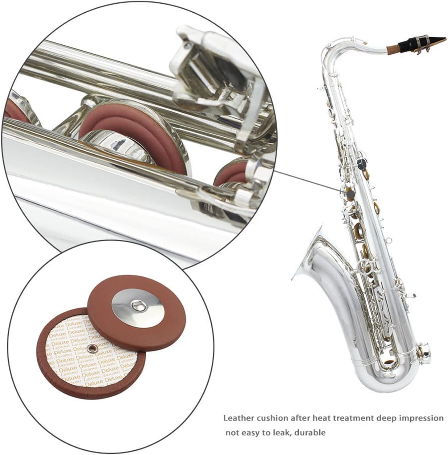 KESHUO Professional Bb Tenor Saxophone Sax Brass Body Electrophoresis Gold Woodwind Instrument with Sax Full Set of Accessories Brass Sax Beginners Kit (Color : Silver)