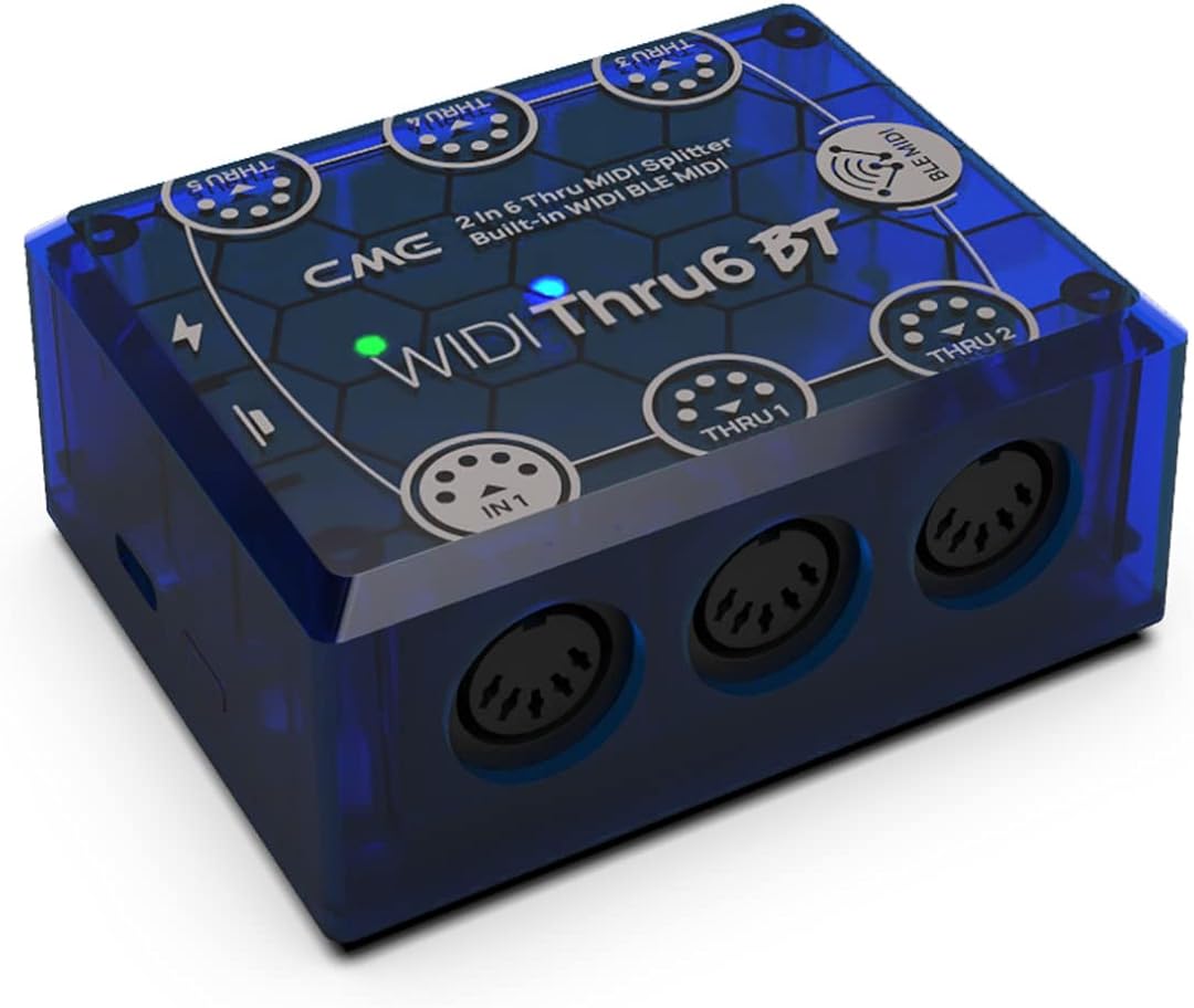 CME WIDI Thru6 BT - 2-in-6-out MIDI Thru/Split with 5-pin DIN and Bluetooth MIDI - future-proof technology, high-speed transfer of all MIDI data, extreme accuracy for all MIDI devices