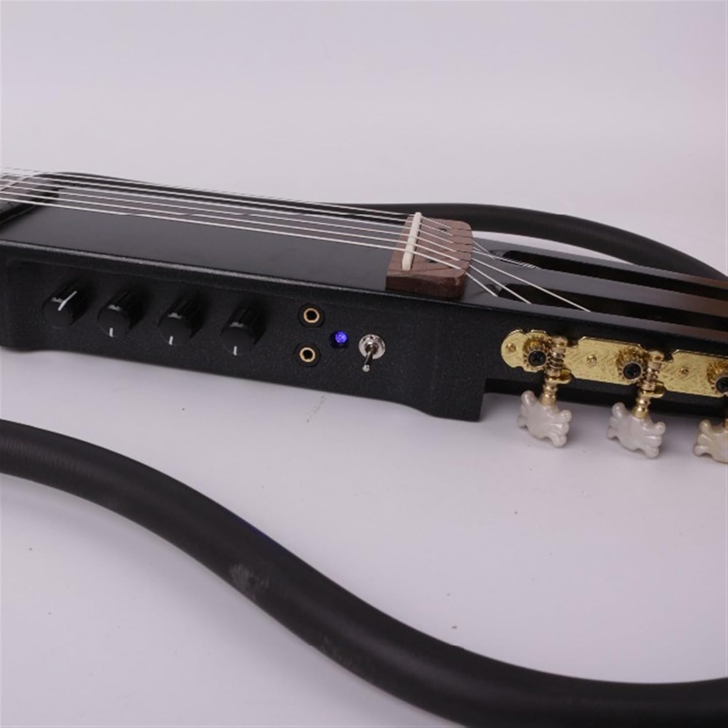 VENEKA Headless Electric Guitar 22 Frets Silent Nylon String Headless Electric Guitar Built in Effector Travel Portable Foldable Guitar (Color : 02)