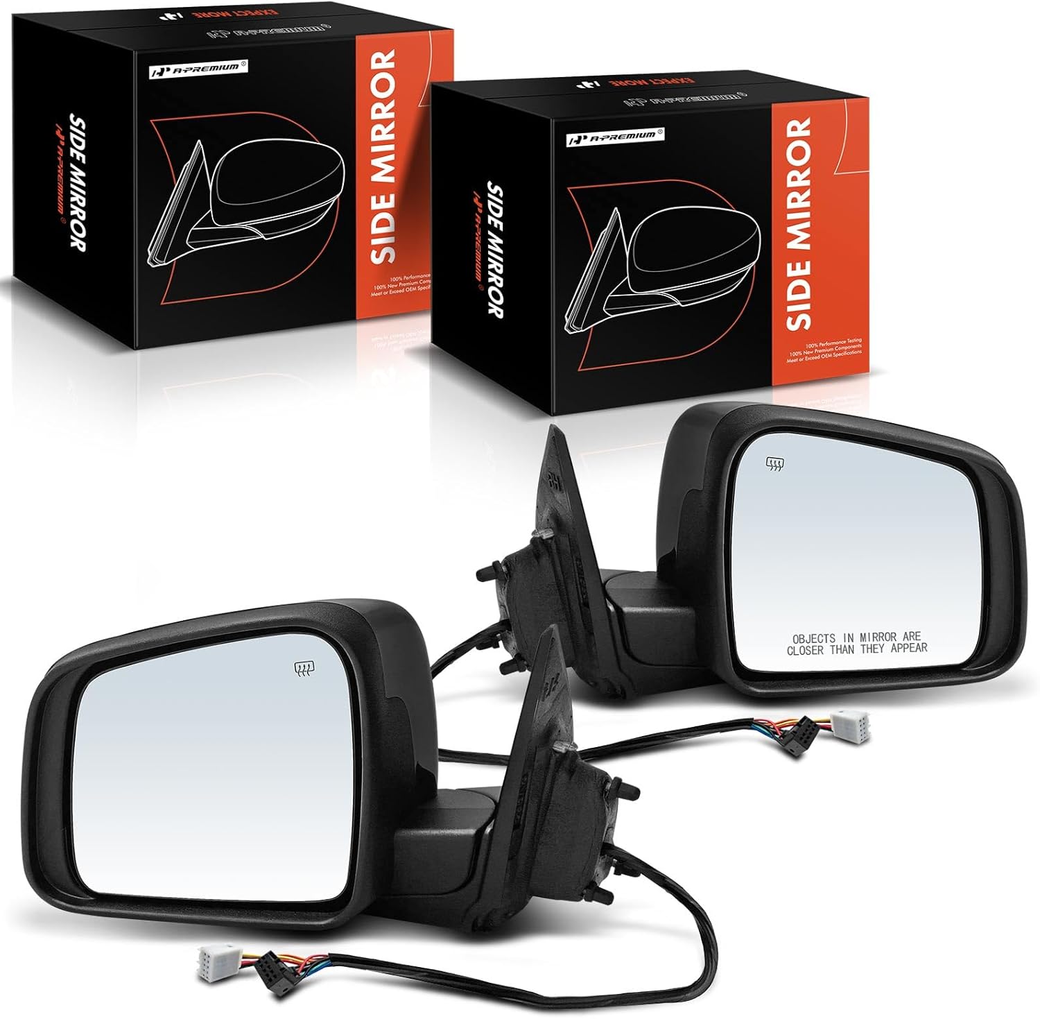 A-Premium Pair (2) Driver and Passenger Side Power Door Mirror - Compatible with Dodge Durango 2011-2018 - Heated Manual Folding Black Outside Rear View Mirror w/Turn Signal - Replace# 5SH44TZZAF