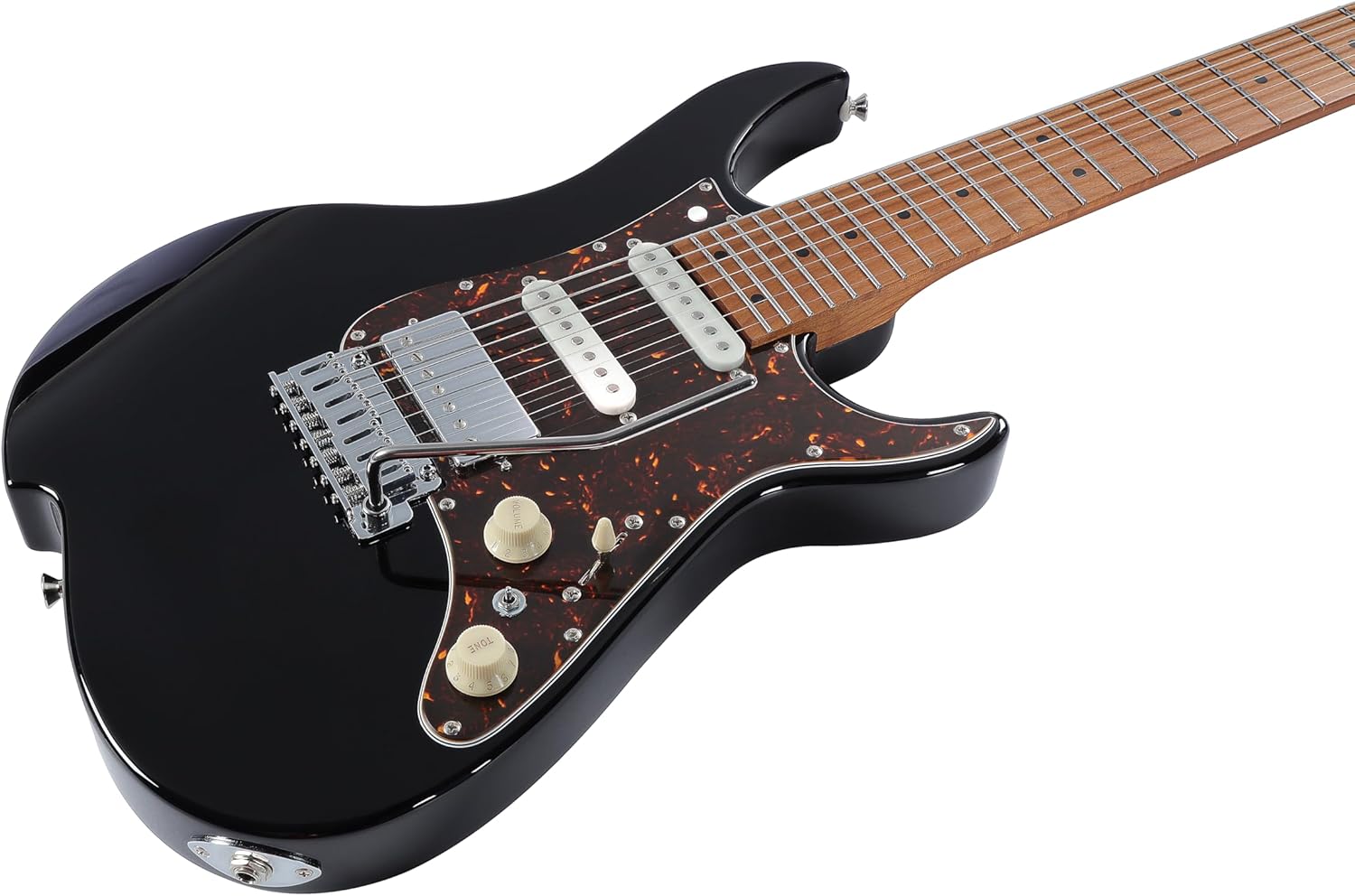 Vola Electric Guitar OZ 7 QGM J1 Black Gloss Handmade in Japan MIJ Roasted Maple Neck Stainless Steel Frets Gotoh Bridge Gotoh Locking Tuner Signature model 7 Strings Modern C Neck For All Levels