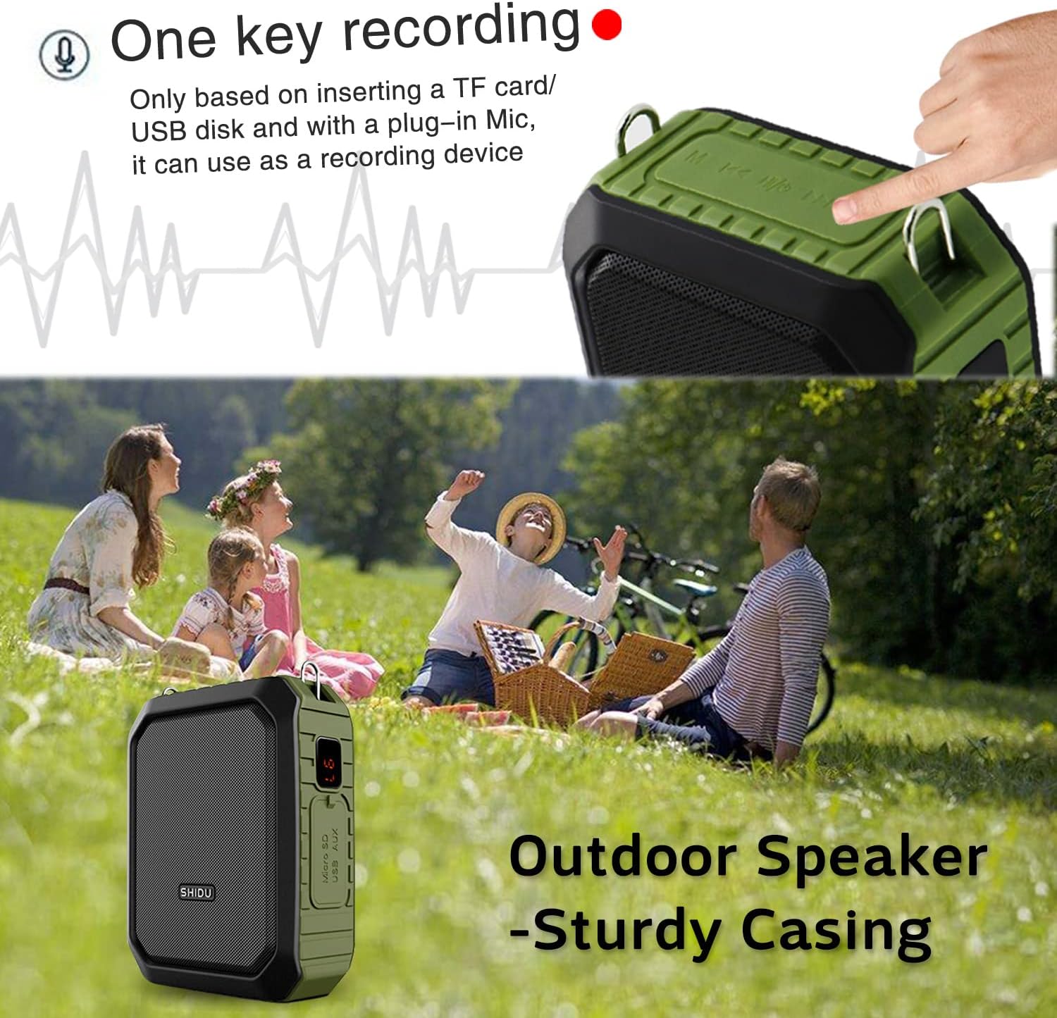 18W Wireless Bluetooth Waterproof Voice Amplifier Portable Headset Microphone with Speaker Small Personal Microphone for Teachers, Outdoors