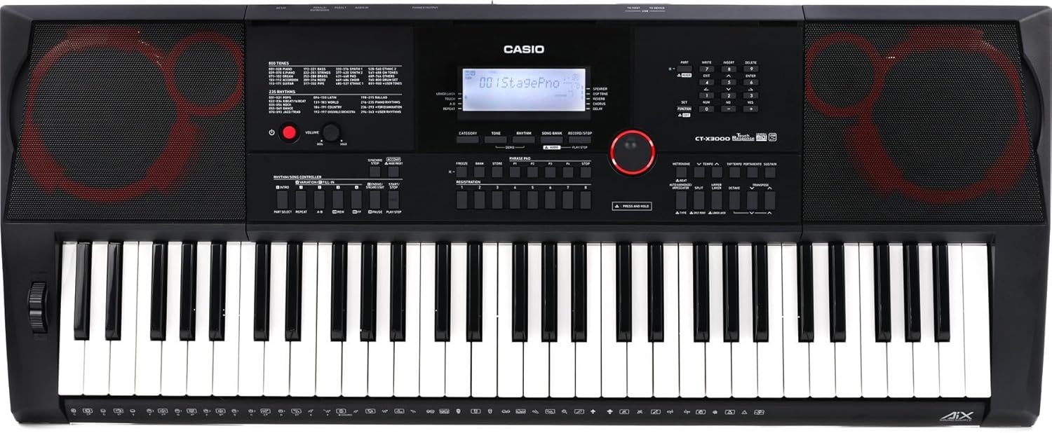Casio CT-X3000 – 61-Key Portable Arranger Keyboard | 800 Tones, 235 Rhythms, DSP Effects, 17-Track Recorder, USB MIDI, 12W Speakers, Phrase Pads, Aux In | Performance Power Anywhere