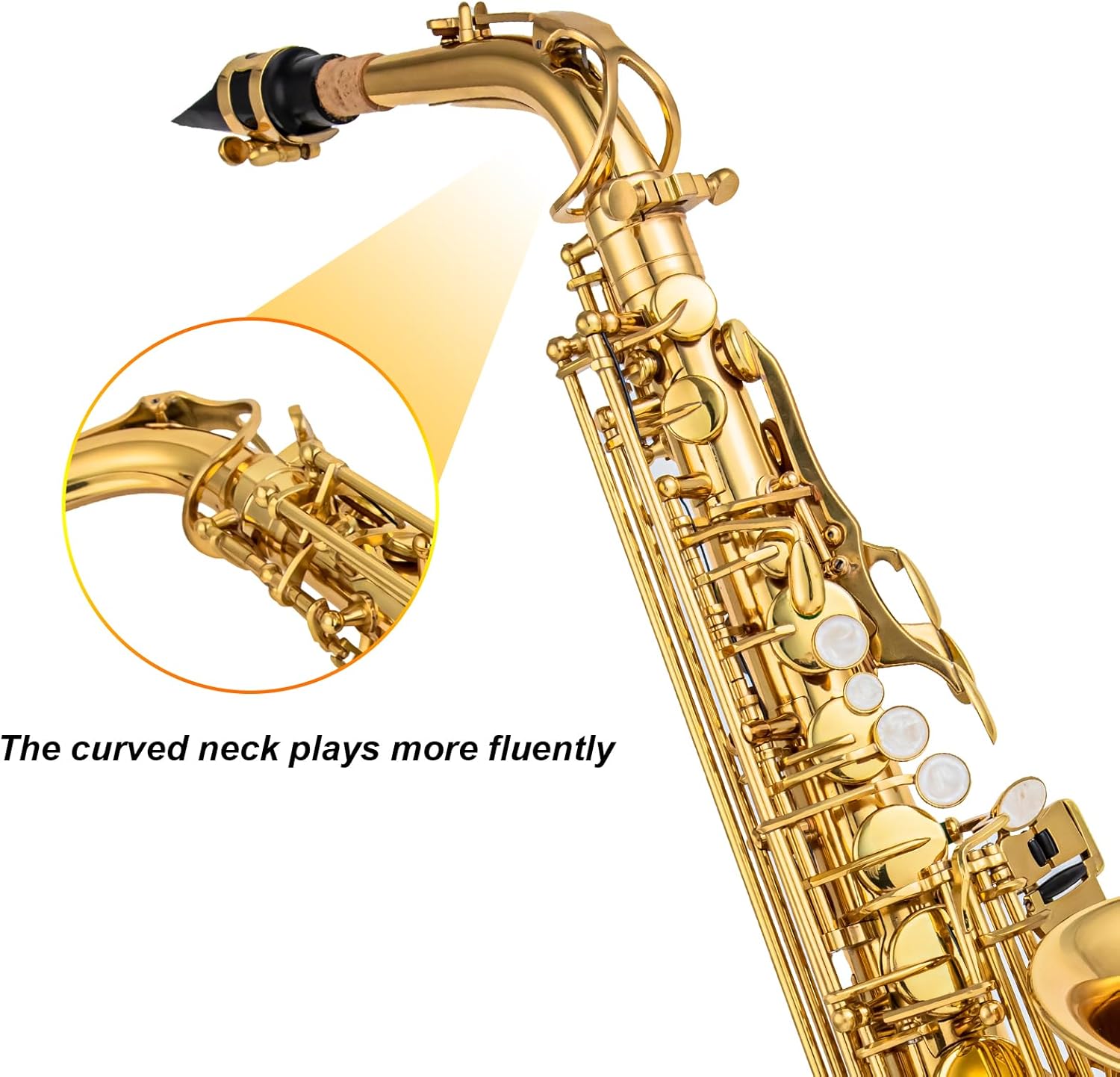 Alto Saxophone Eb beginner Saxophone includes brush canvas suitcase glove whistle piece cork plaster wipe cloth neck strap and other accessories (Gold)