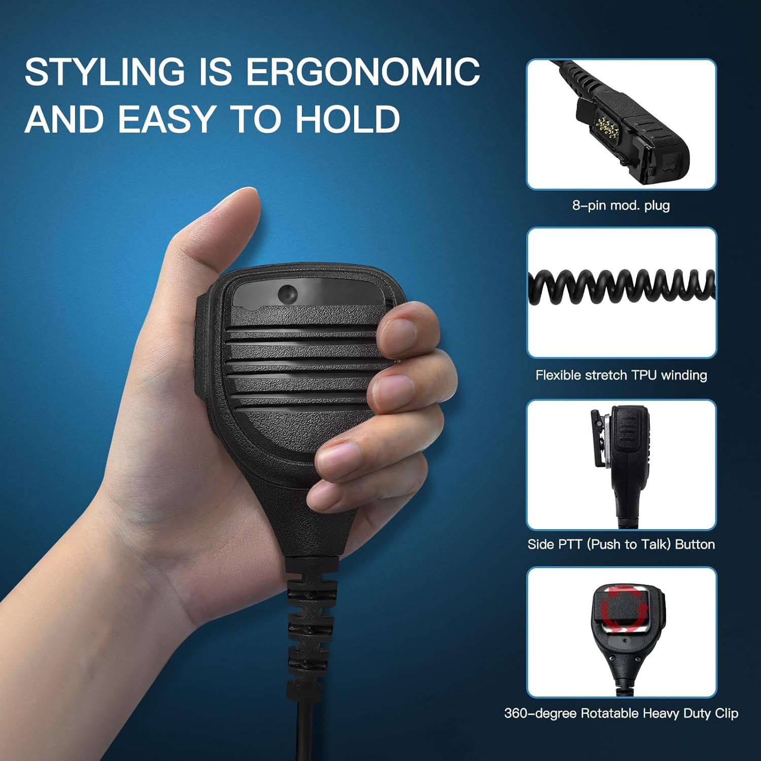 10 Pack PMMN4076 PMMN4076A Heavy Duty Speaker Microphone PMMN4071AL PMMN4071 Remote Mic for Motorola XPR3300 3500e 3500 3000e 3000 XPR3300e XiR P6600i DP2000 DP2400,3.5mm Audio Jack